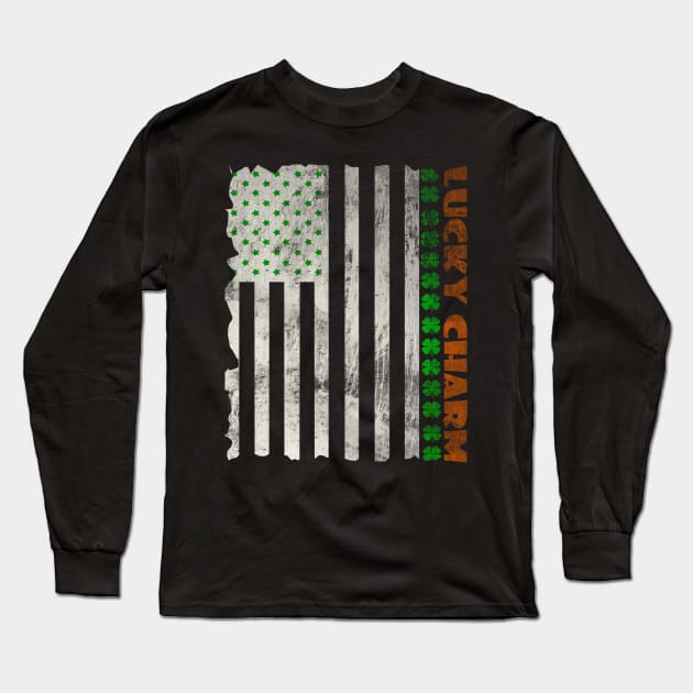 Irish American Flag, St Patrick's Day Long Sleeve T-Shirt by hippyhappy